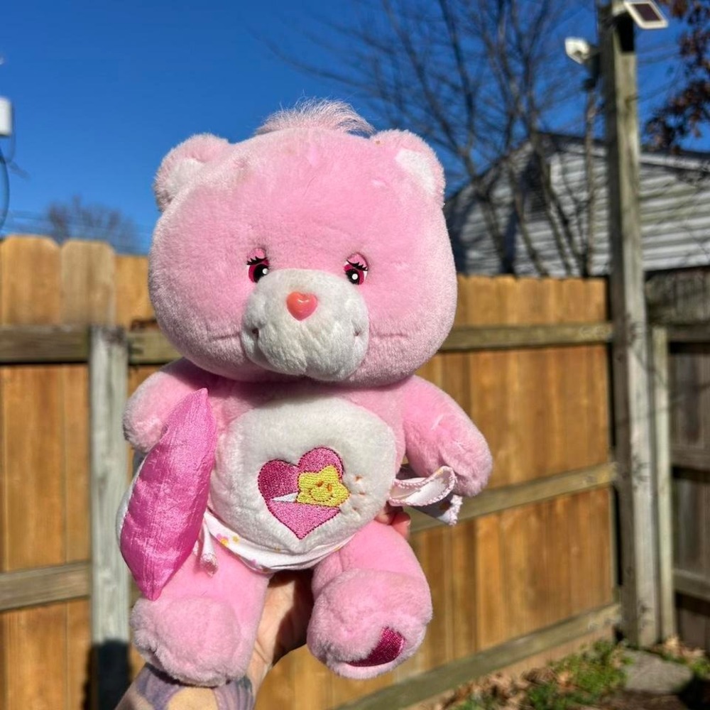 Vintage Care Bear Baby Hugs Bear wearing Diaper plushie 1980s